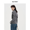 SELFWHO灰色绵羊毛混纺针织可拆卸披肩女2024秋新款修身薄款上衣 商品缩略图2