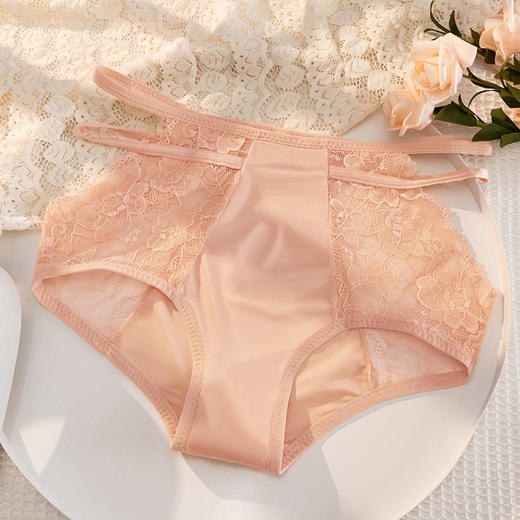 【纯欲蕾丝！性感豹纹冰丝内裤】法式浪漫 上身零束缚 舒适贴身 女士大码高腰收腹纯痕透气棉裆包臀三角裤头 商品图7
