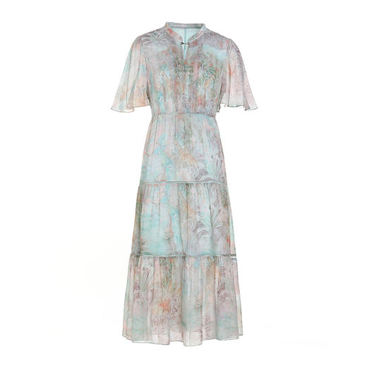 乔万尼真丝连衣裙新款100%桑蚕丝立领迷情印花EM2E850 商品图4