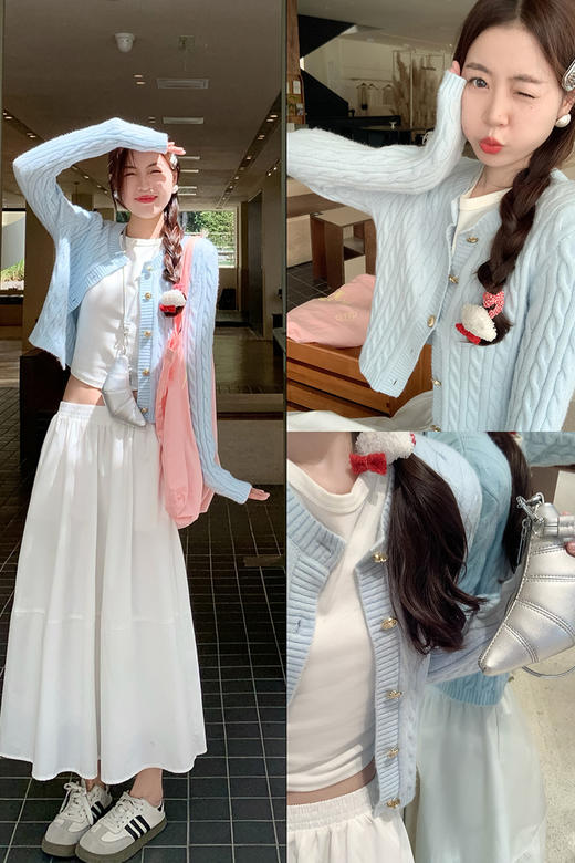 <曾小咸推荐>【心动响铃  】蓝色短款毛衣开衫 商品图5