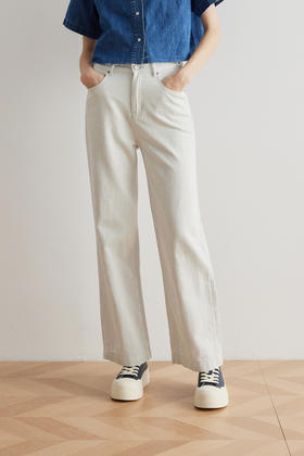 COCO ZONE"冰川牛“夏季棉粘胶混纺百搭牛仔裤透气通勤直筒阔腿裤CC1B0660