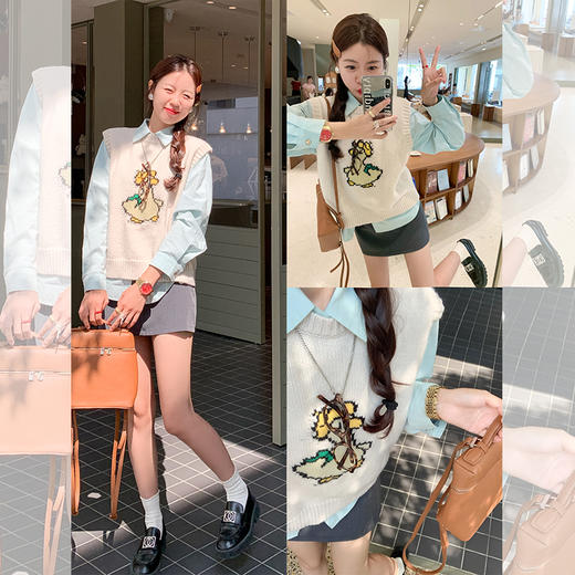 <曾小咸推荐>学院风可爱鸭子圆领毛织马甲背心 商品图0