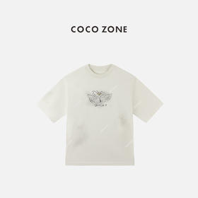 COCO ZONE 双天鹅印花短袖T恤衫圆领上衣 CC2C1692