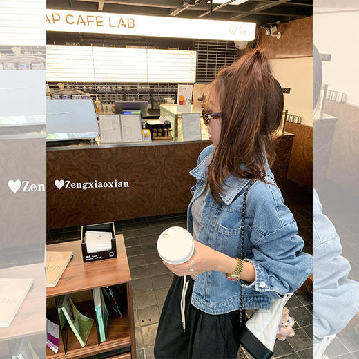 <曾小咸推荐>【时髦牛仔】蓝色牛仔短款外套 商品图1