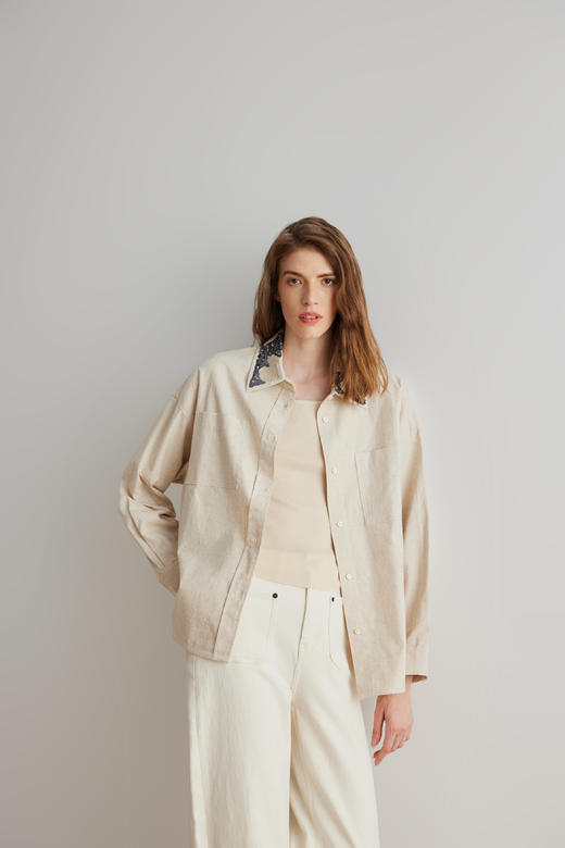 COCO ZONE2024春季撞色polo领衬衫时尚单排扣长袖上衣CC1A0467 商品图2