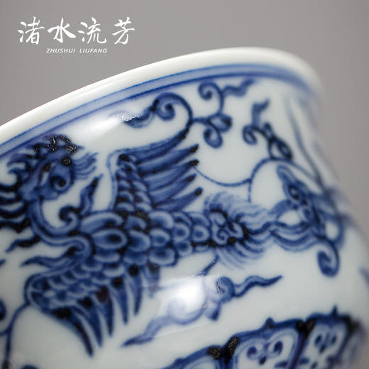 渚水流芳青花三凤穿莲纹儒士杯（缺货） 商品图4