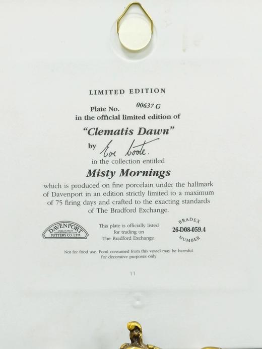 英国德文波特限量鸟类瓷画，薄雾笼罩的清晨系列，这只是铁线莲间的黎明 商品图5