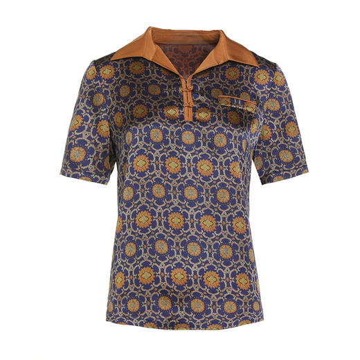 【金菊宝相花】【香云纱】乔万尼真丝上衣夏款新中式设计感EM2C785 商品图4