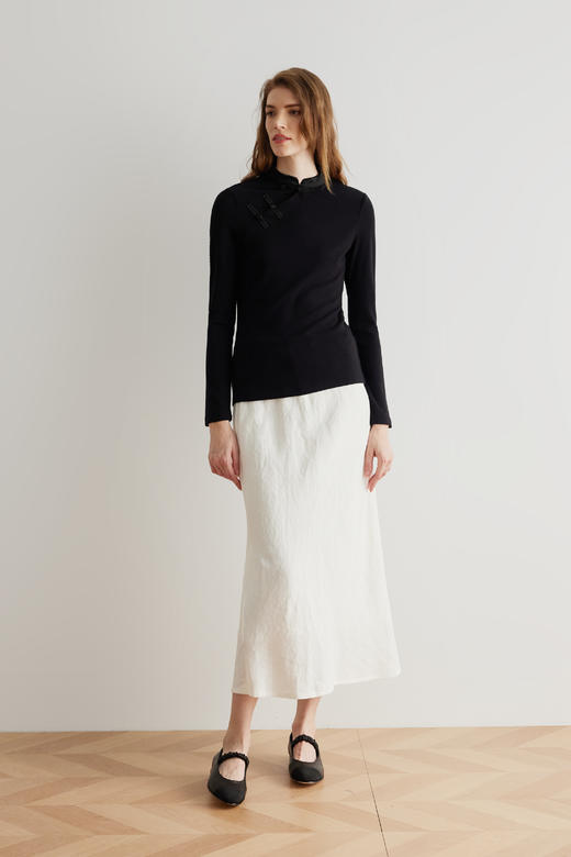 COCO ZONE"白麻半裙“高级感气质白色半身裙时尚通勤中长裙CC1B0811 商品图7