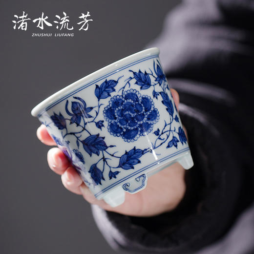 渚水流芳青花缠枝牡丹花卉纹花钵（缺货） 商品图2