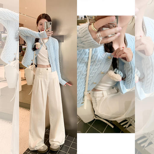 <曾小咸推荐>【心动响铃  】蓝色短款毛衣开衫 商品图4