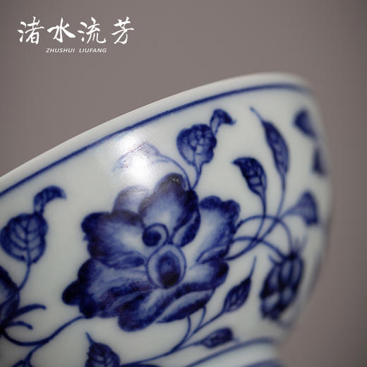渚水流芳青花缠枝花卉小茶碗（缺货） 商品图4