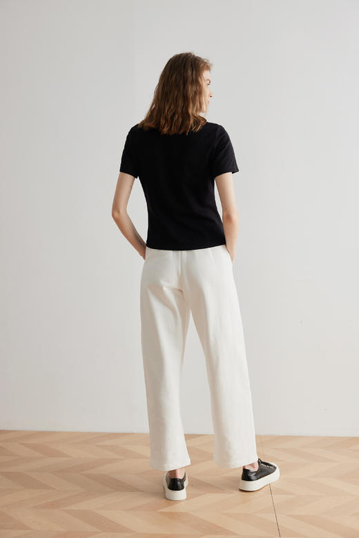 COCO ZONE100棉春季松紧腰休闲裤简约软糯直筒裤24C10270 商品图6