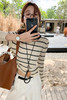 <曾小咸推荐>【条纹舞曲】杏黑条纹针织衫 商品缩略图5