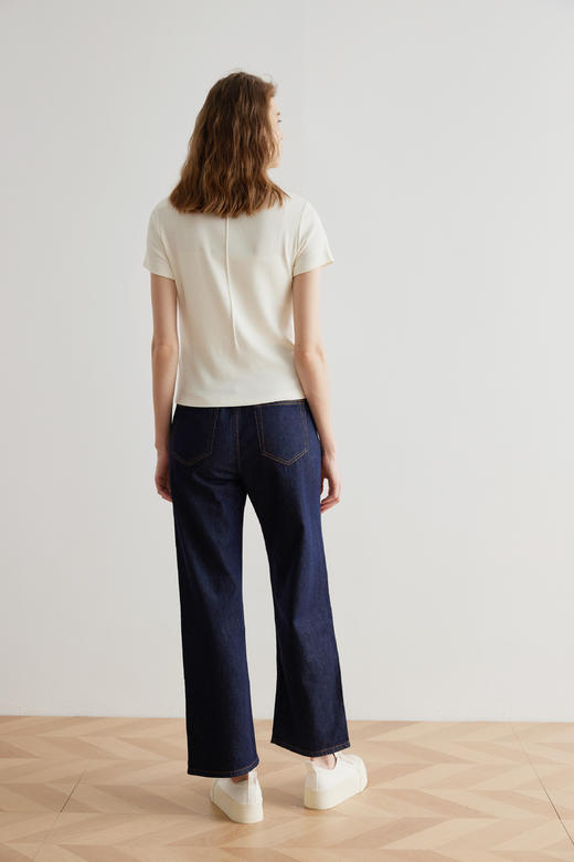 COCO ZONE直筒阔腿裤运动线条松紧腰百搭休闲裤24C10331 商品图3