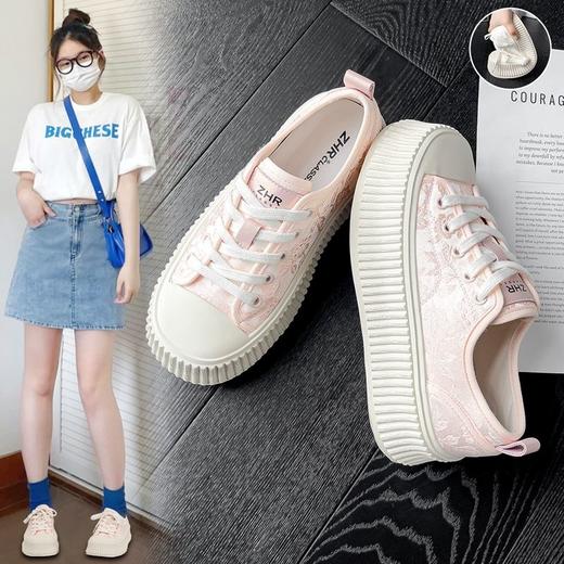 ZHR则则国风小白鞋厚底饼干鞋ins风板鞋超轻女鞋时尚运动鞋休闲鞋 商品图1