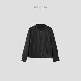 THESOONG|"英伦风情"复古羊皮纹理修身外套HBPY4953