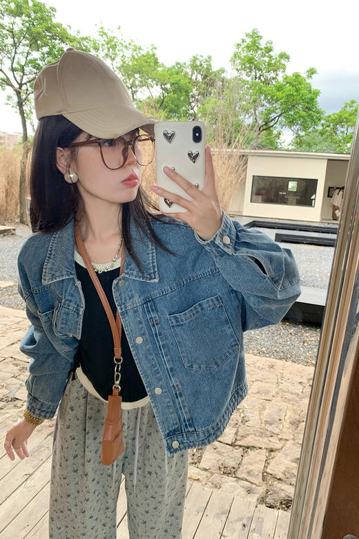 <曾小咸推荐>【时髦牛仔】蓝色牛仔短款外套 商品图5