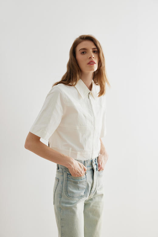 COCO ZONE 时尚POLO领拉链式设计短款上衣  23C18666 商品图0