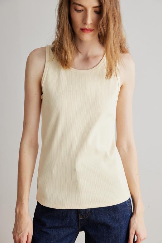 COCO ZONE 2024美式圆领工字背心螺旋纹休闲风无袖T恤24C10262 商品图1