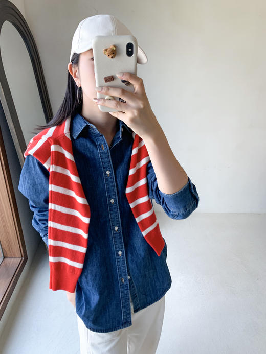 单品包邮现货 THS 8.10-无 RL家 女士 马球经典牛仔水洗棉衬衫 BG2757 商品图1