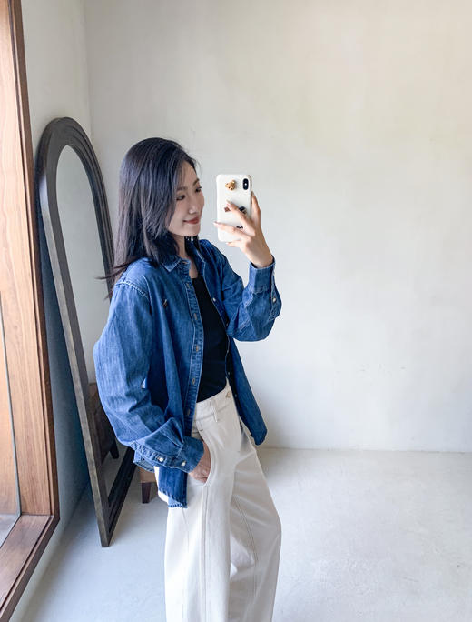 单品包邮现货 THS 8.10-无 RL家 女士 马球经典牛仔水洗棉衬衫 BG2757 商品图3