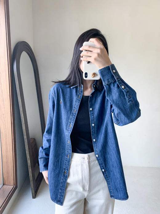 单品包邮现货 THS 8.10-无 RL家 女士 马球经典牛仔水洗棉衬衫 BG2757 商品图0