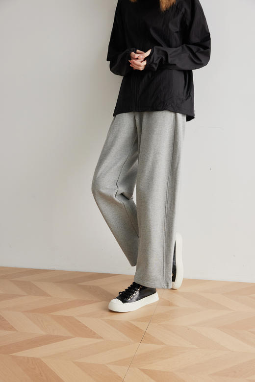 COCO ZONE100棉春季松紧腰休闲裤简约软糯直筒裤24C10270 商品图0