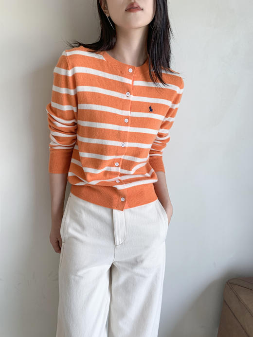 单品包邮现货 THS 8.10-无 RL家 马球小马标刺绣羊绒条纹开衫 2色 BM3151 商品图1