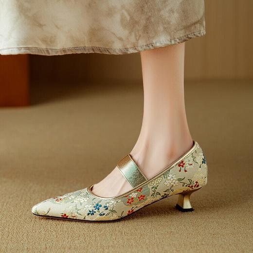 【预售5天】新中式玛丽珍单鞋春秋季新款绑带低跟国风配裙子女鞋DB&M5999 商品图2