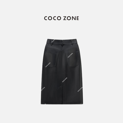 COCO ZONE 秋季纯色显瘦包臀皮裙百搭A字半身裙CC2C1609 商品图1