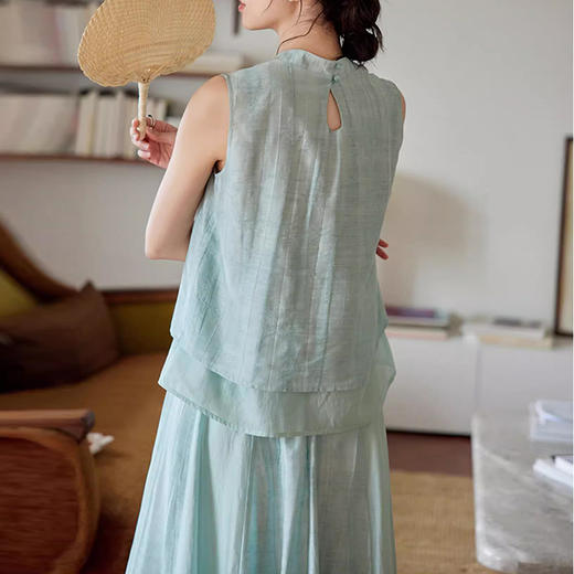 裁缝学苑AQ336新中式立领无袖上衣+半身裙套装纸样女装两件套样板 商品图3