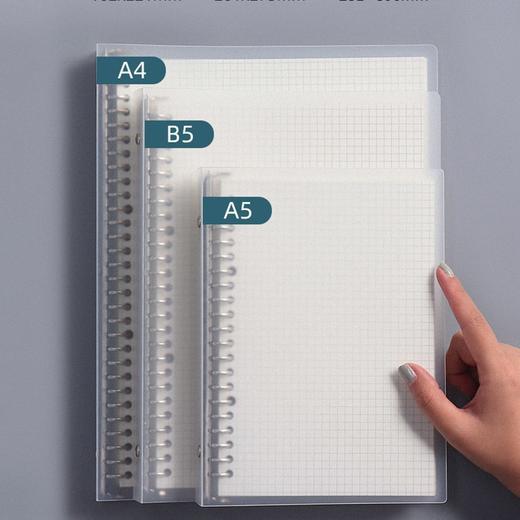 小方格活页笔记本 简约网格金属磨砂PP面1本A4/30孔B6/26孔A5/20孔替换本芯 商品图1