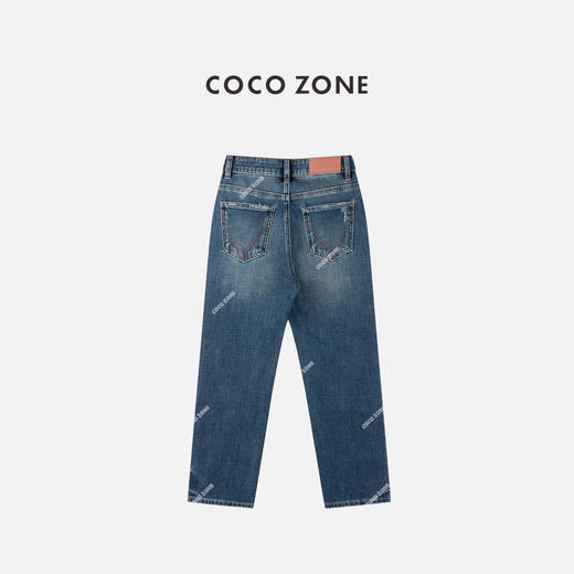COCO ZONE 复古水洗爪纹牛仔裤显瘦百搭直筒裤CC2C1619 商品图1