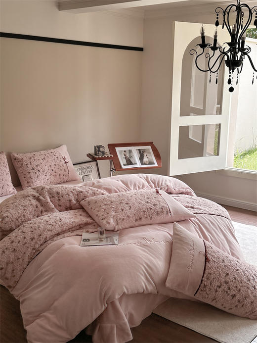 顶柔法式拼接慕丝牛奶绒四件套 商品图2