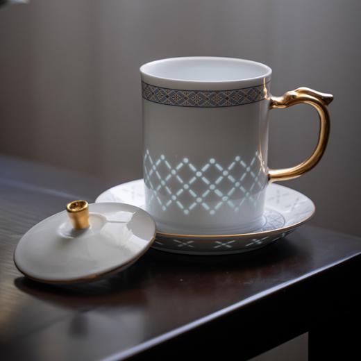 富玉 景德镇特色玲珑瓷 百川办公杯茶杯 带盖水杯礼盒装 商品图1