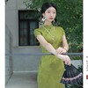 【秋香绿】人丝提花半开襟古法旗袍新中式 商品缩略图0