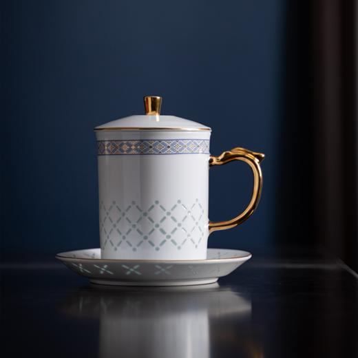 富玉 景德镇特色玲珑瓷 百川办公杯茶杯 带盖水杯礼盒装 商品图2