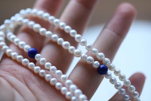 米马成衣 4.5mm淡水珍珠/青金石/紫水晶长项链 以药佛师的慈悲心处世 商品图2