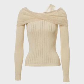 MAXRIENY一字肩套头针织2023秋款美拉德穿搭上衣女MC88SW543M40 (货号:MC88SW543M40)