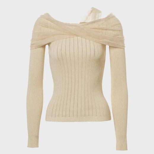 MAXRIENY一字肩套头针织2023秋款美拉德穿搭上衣女MC88SW543M40 (货号:MC88SW543M40) 商品图0