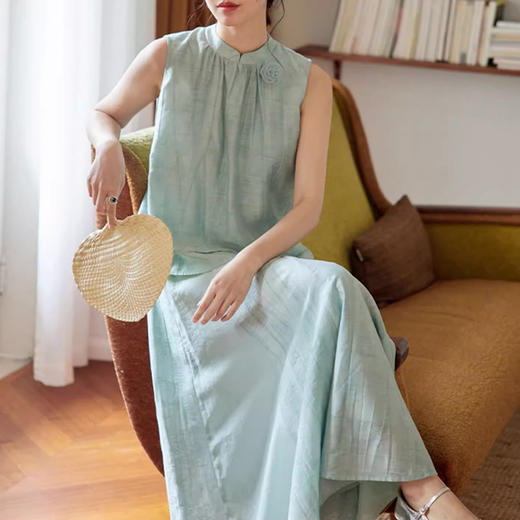 裁缝学苑AQ336新中式立领无袖上衣+半身裙套装纸样女装两件套样板 商品图6