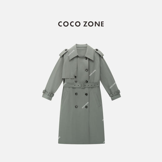 COCO ZONE 高级感气质翻领双排扣风衣外套CC1C1786 商品图2