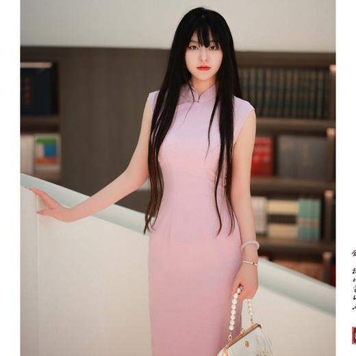 【夕岚】简约气质粉无袖素雅改良旗袍新中式 商品图0