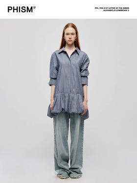 衬衫款气球连衣裙