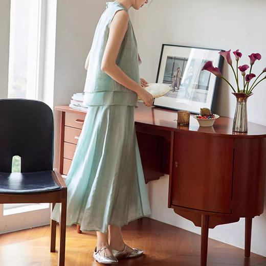 裁缝学苑AQ336新中式立领无袖上衣+半身裙套装纸样女装两件套样板 商品图4