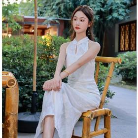 【玉露】双层杏色提花清冷改良旗袍新中式