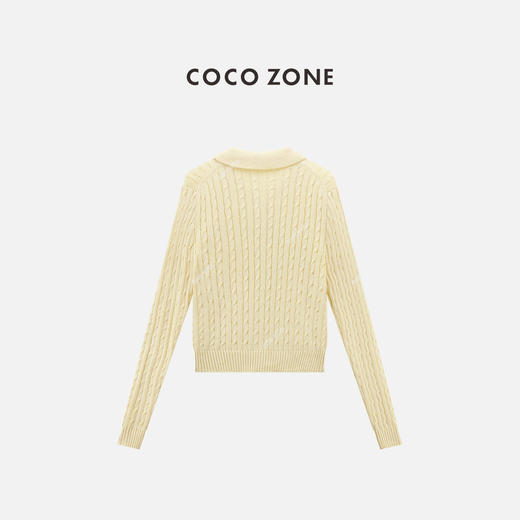 COCO ZONE 100棉翻领单排扣针织衫长袖上衣CC2C1376 商品图1