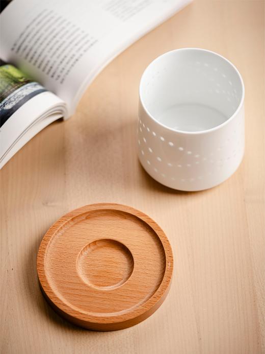 WENO°  |  景德镇富玉陶瓷创意玲珑陶瓷转转水杯 解压杯家用带木托杯垫 商品图2