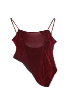 TU｜09-C01SS22-TP03-P03-RD00 红色丝绒吊带上衣